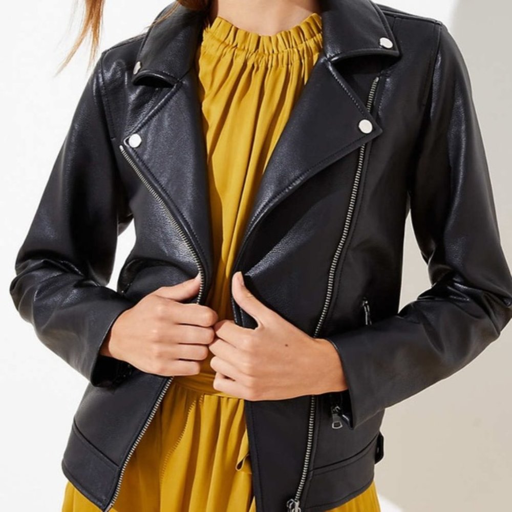 Loft Pebbled Faux Leather Moto Jacket
